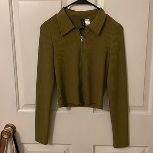 DIVIDED collared zip up cardigan